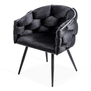 Scaun modern din catifea cu cadru metalic BUC256 negru