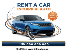 Banner „Rent a Car - Închirieri Auto” personalizabil – 80 × 110 cm