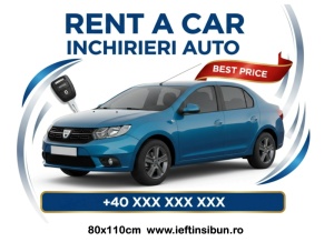 Banner „Rent a Car - Închirieri Auto” personalizabil – 80 × 110 cm