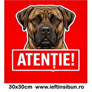 Banner indicator avertizare Atentie Caine Boerboel - Bullmastiff 30x30cm