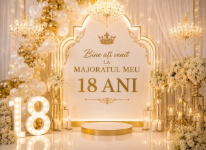 Banner Majorat 18 Ani Model 01 Gold Premium | ieftinsibun.ro