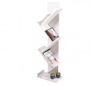 Bibliotecă Verticală Multifuncțională, 133 cm, Alb – Design Modern "Tree Shelf" pentru Perete sau Colț