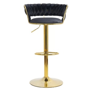 scaun de bar catifea maro auriu