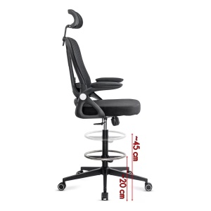 Scaun ergonomic de lucru negru din mesh cu suport picioare reglabil OFF 650 - Img 3