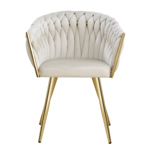 Scaun living din catifea si cadru Auriu Buc261 Crem