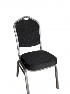Scaun sala de conferinta, cadru gri deschis/auriu, tapiterie neagra Model 2501N