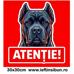 Banner indicator avertizare Atentie Caine Cane Corso 30x30cm