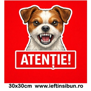 Banner indicator avertizare Atentie Caine Jack Russell Terrier 30x30cm
