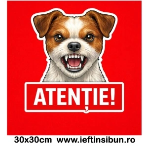 Banner indicator avertizare Atentie Caine Jack Russell Terrier 30x30cm