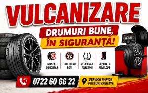 Banner Publicitar personalizabil Vulcanizare și Service Anvelope Model 01