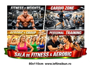Banner Sală de Fitness și Aerobic Personalizat 80×110 cm