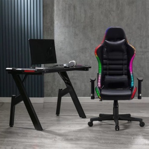 Birou Gaming cu iluminare LED OFF 300 negru
