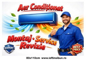 Banner Aer Condiționat – Montaj, Service, Revizie 80×110 cm Personalizat