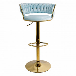 scaun de bar catifea bleu auriu