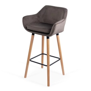 Scaun Bar cu sezut catifea si cadru lemn fag Abs1271 Gri