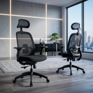 Scaun de birou ergonomic din mesh cu tetieră și brațe 3D OFF 404 negru