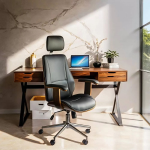 Scaun directorial din piele ecologica OFF1606 Negru