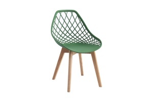 Scaun modern crem KD-102-C stil scandinav cu picioare din lemn si spatar perforat tip plasa