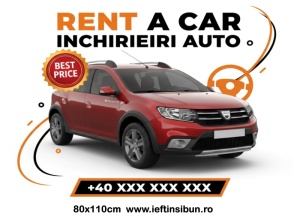 Banner „Rent a Car - Închirieri Auto” personalizabil – 80 × 110 cm