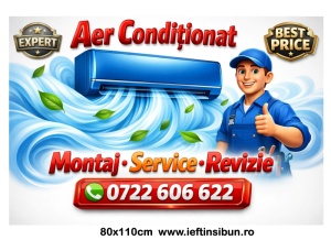 Banner Aer Condiționat – Montaj, Service, Revizie 80×110 cm Personalizat