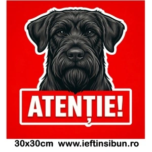 Banner indicator avertizare Atentie Caine Giant Schnauzer 30x30cm