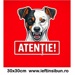 Banner indicator avertizare Atentie Caine Parson Russell Terrier 30x30cm