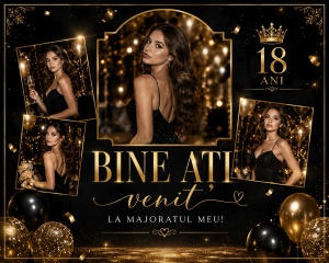 Banner Majorat Model 03 Negru cu Gold | ieftinsibun.ro