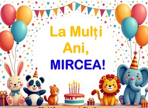 Banner personalizat „La mulți ani, Mircea!” Banner Aniversar Copii, 80X110 cm