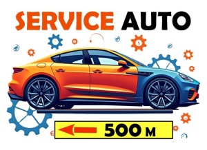 Banner "Service auto" personalizat – banner publicitar auto 80x110 cm - Img 2