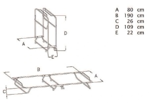 Pat pliant Lyra, albastru, 190x80x28 cm