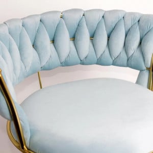 scaun de bar catifea bleu auriu