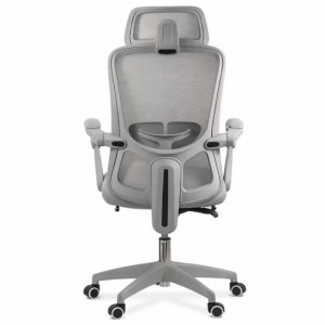 Scaun de birou din mesh, cu cu tetiera si suport picioare, Gri, model OFF430