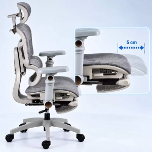Scaun de birou ergonomic din mesh cu brațe 7D, șezut culisant și suport pentru picioare SYYT 9524 gri - Img 3