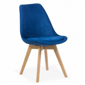 Scaun de living tip scoica cu perna, catifea, picioare lemn, Buc242V