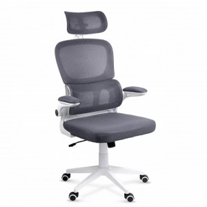 Scaun ergonomic cu suport lombar activ si tetiera reglabila Model Off432 GRI
