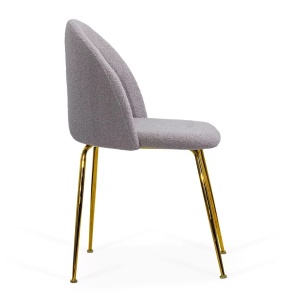 Scaun living gri BUC 284 din material boucle cu picioare aurii metalice
