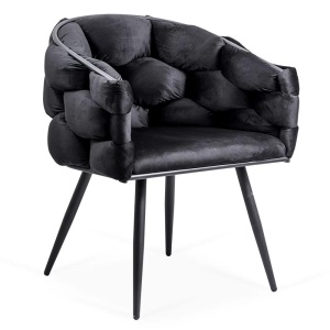 Scaun modern din catifea cu cadru metalic BUC256 negru