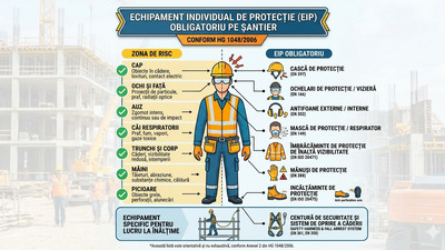 Echipament de protectie pe santier: lista completa a EIP-urilor obligatorii conform HG 1048/2006