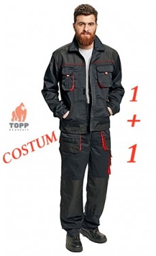 Costum salopeta cu pantaloni talie RACER negru rosu
