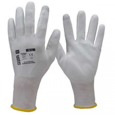 Manusi nailon Eurolite P400 impregnate in PU alb