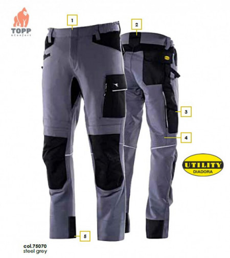 Pantaloni flexibili Carbon HiTech Diadora Work + Cadou