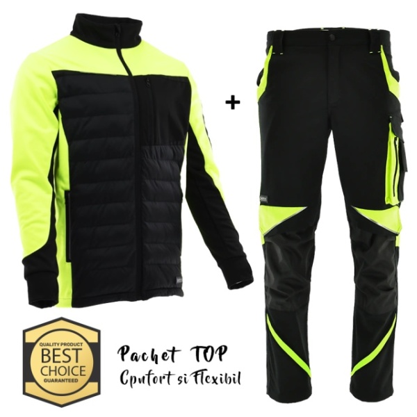 Costum de lucru confortabil si flexibil: Pantalon si Hanorac hibrid
