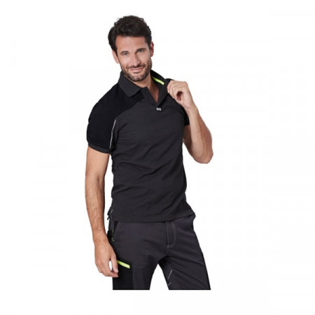 Tricou polo bumbac cu benzi reflectorizante