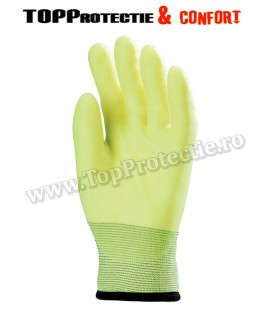 FINAL - Mănuși de bază din poliester rezistente la abraziune, galben fluo, pentru solicitare intensă