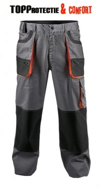 Pantaloni de salopeta gri-portocaliu Racer cu intarituri la genunchi