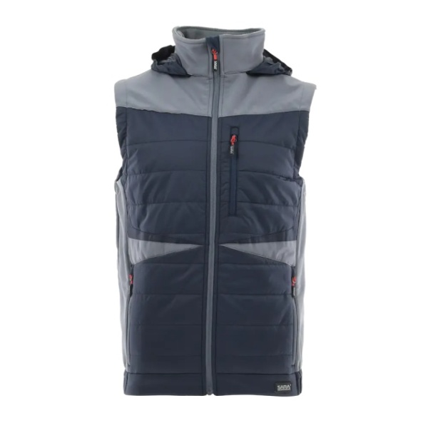 Vesta de lucru matlasată Confort Plus | Gri + bleumarin