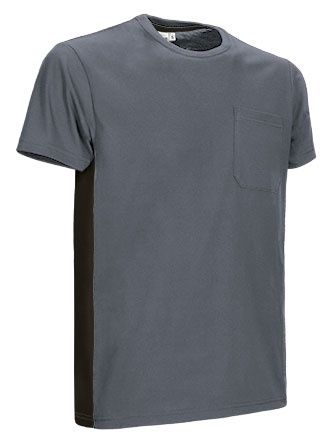 Tricou de lucru cu element contrast gri-negru