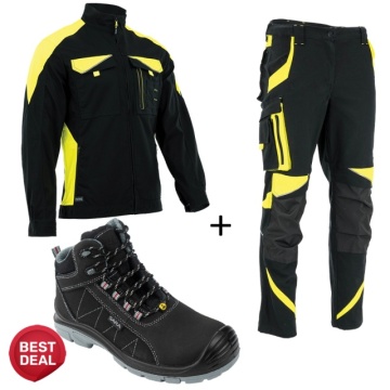 Costum de lucru complet cu elemente reflectorizante : Pantalon, Jacheta si bocanci S3 Sara