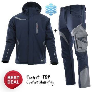 Costum de lucru iarna: Geaca captusita si Pantaloni Softshell Sara
