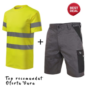 Costum de lucru vara: Tricou reflectorizant si Pantaloni scurti Oferta Vara